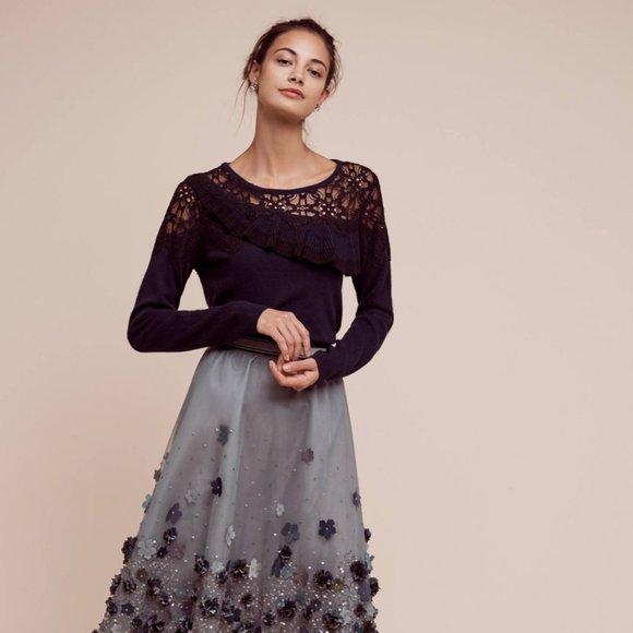 Anthropologie Mixed Media NAVY Pullover - Size Small - Picture 2 of 11